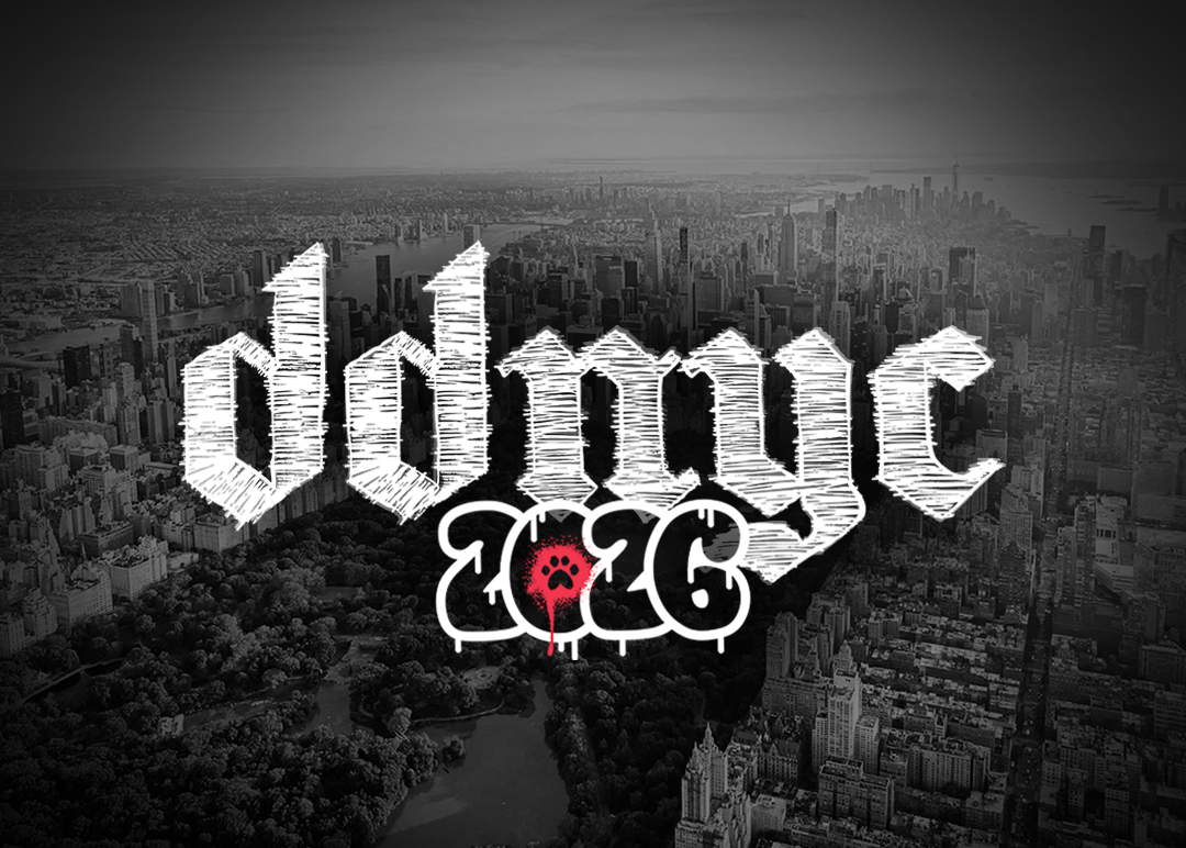 DDNYC 2026 artwork over an aerial view of New York City